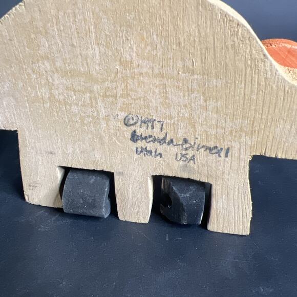 VTG Thanksgiving Shelf Sitters Pilgrm Boy Girl Turkey Set of 2 signed Hand Paint - Picture 7 of 9